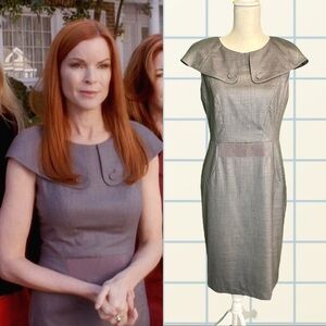 Vintage Ports 1961 Retro Wool Tailored Pencil Dress in “Peebles Melange” Size 6